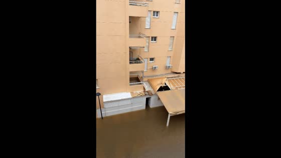 Severe coastal flooding submerges streets near Daimús beach in Valencia, Spain