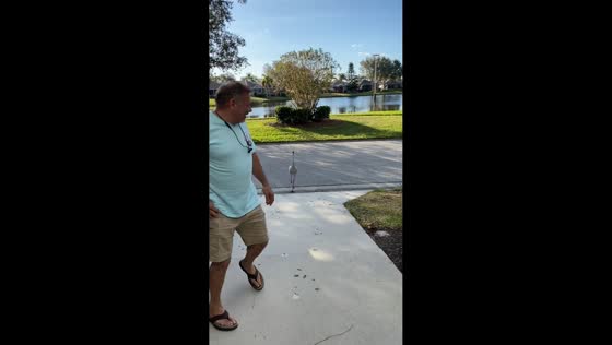 Crane chases man in Port Charlotte, Florida, USA