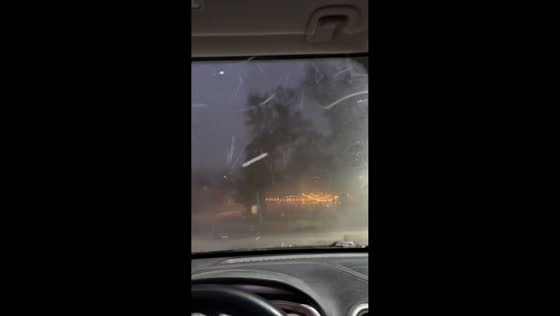 Hailstorm hits at night during severe weather in Nashville, Tennessee, USA