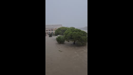 Lez River overflows and floods Montpellier during severe storm in France