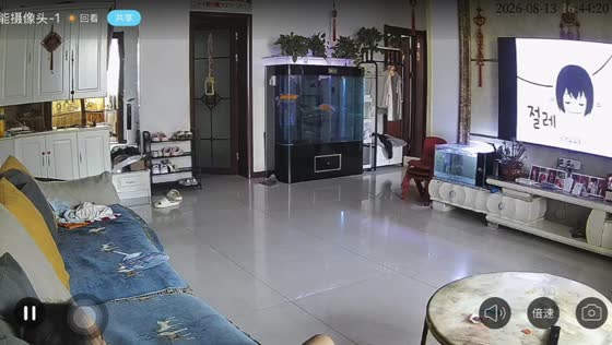 Fish tank suddenly collapses, spilling water and debris across the living room in Shanxi, China