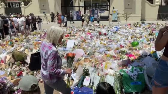 Floral tributes after terror attack in Bondi Beach, Sydney, Australia