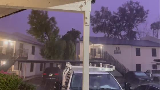 Heavy downpour and thunderstorm in Phoenix, Arizona, USA