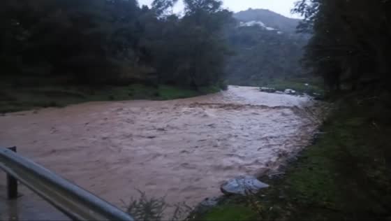 Massive flooding at Guadalmedina River in Málaga, Spain