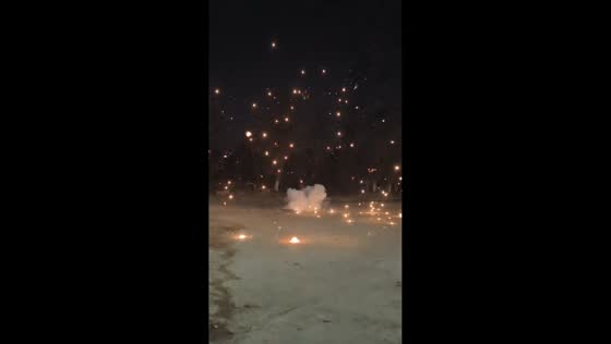 Firecracker set off in open area in Shandong, China