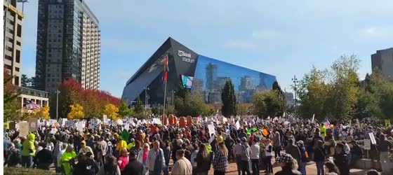 Massive protest outside U.S. Bank Stadium in Minneapolis, USA