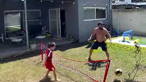 Child wins point against parent in ball game in Santa Fe