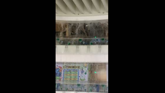 Roof mall leaks amid heavy rainfall at Caohejing In-City Mall, Shanghai