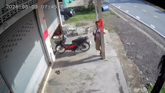 Boy walks into concrete pillar in Chanthaburi, Thailand