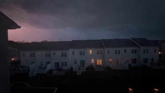 Lightning and thunderstorm illuminate skies over York, Pennsylvania, USA