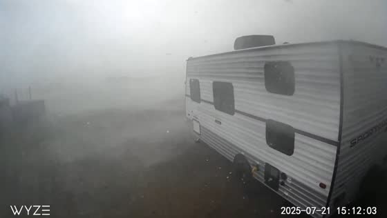 Tornado winds push RV and kick up dust in Texas, USA