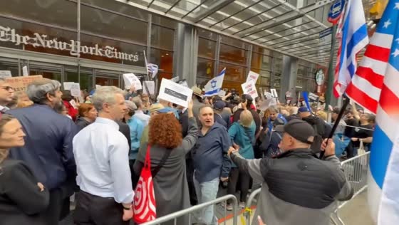 Protest held outside New York Times headquarters in New York, USA