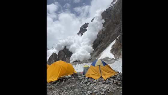 Avalanche at K2 basecamp in Skardu, Pakistan