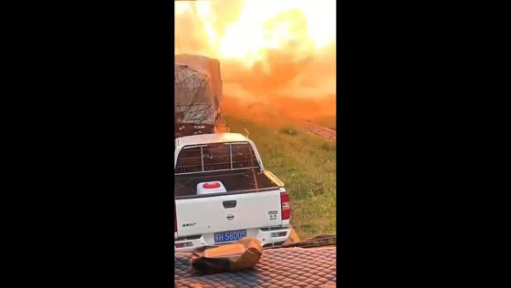 Hazardous chemical truck explodes on highway in Inner Mongolia, China