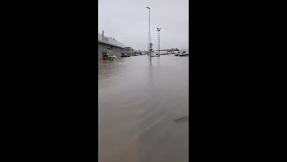 Heavy rain triggers severe flooding in Mercasevilla, Seville, Spain
