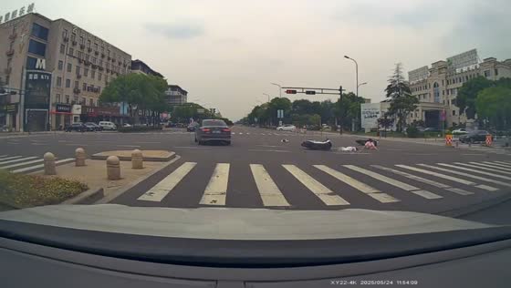 Motorbike collision caught on dashcam in Zhejiang, China