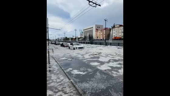 Severe thunderstorm floods Kazan, Russia with water and hail