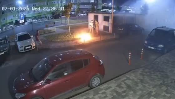 Man pulls burning e-scooter away from parked cars before explosion in Krasnodar Krai, Russia