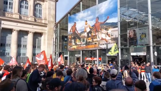 General assembly and strike action at Gare du Nord in Paris, France