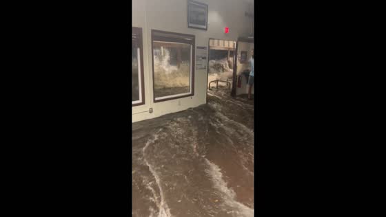 Terrifying flood wave engulfs bar 'Outrigger' in Roi-Namur, Kwajalein Atoll