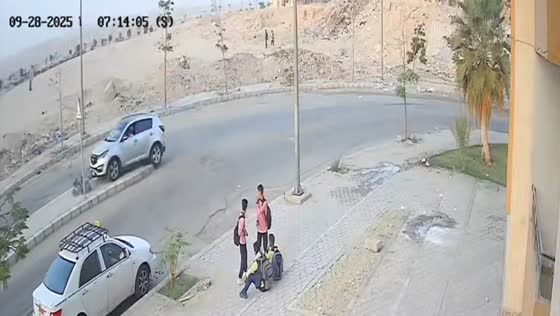 Car swerves and hits concrete road barrier in Hadayek October, Egypt