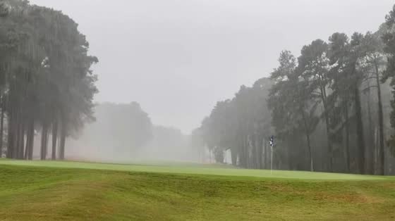 Much-needed rain arrives at golf course in Durham, North Carolina, USA