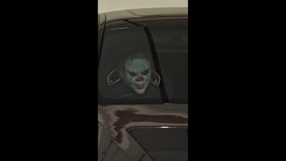 Pennywise seat cover startles passerby in parked car in Dubai, UAE
