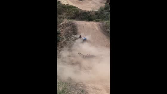 Stunt gone awry: cyclist Sam Hodgson's 100 ft flip to dirt slip and slide