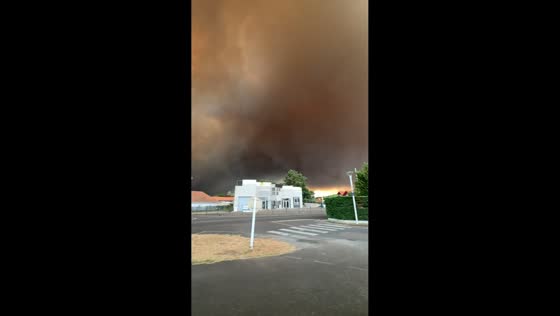 Massive wildfire sends towering smoke over Biscarrosse, France