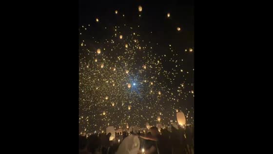 Thousands release glowing lanterns at Rise Festival in Nevada, USA