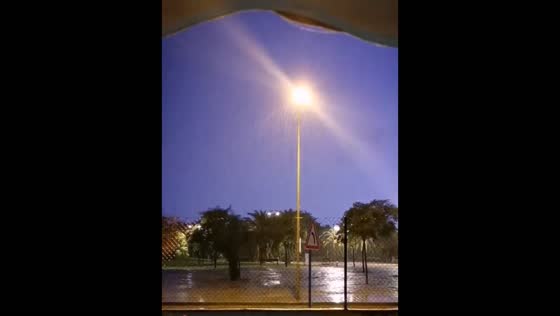 Heavy rain, lightning and thunder batter Playa de San Juan during Storm DANA Adam in Alicante, Spain