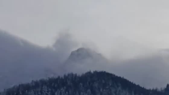 Fast-moving clouds over the mountains in Zakopane, Poland