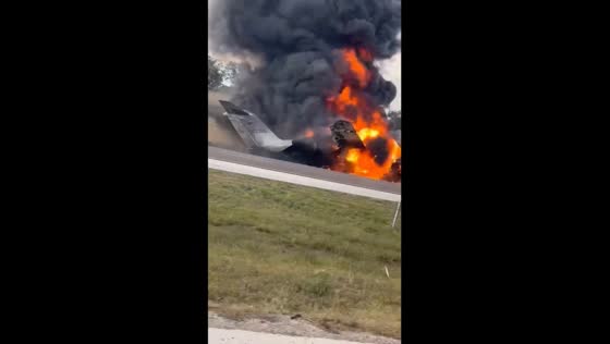 Fatal crash: Bombardier Challenger 600 engulfed in flames on I-75 near Naples, Florida