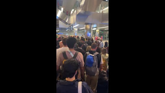 Passengers stranded at Hamad International Airport amid Middle East airspace closures in Doha, Qatar