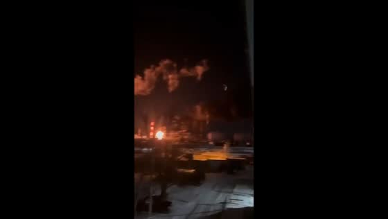 Explosion at oil depot caused by flying drones in Oryol Oblast, Russia