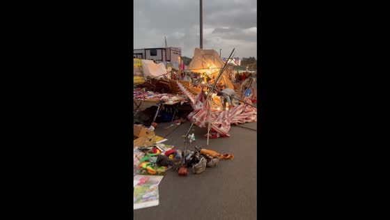 Strong winds cause stall collapses at night market in Wolfhagen, Germany