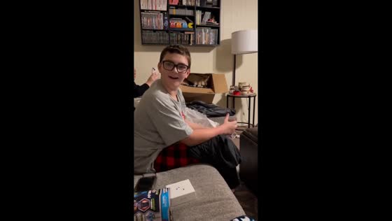 Son's surprise reaction to AC/DC tickets in South Hill, Virginia, USA