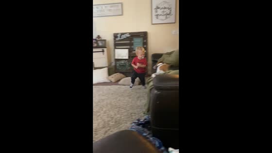 Toddler bumps into wall while playing in Lexington, USA