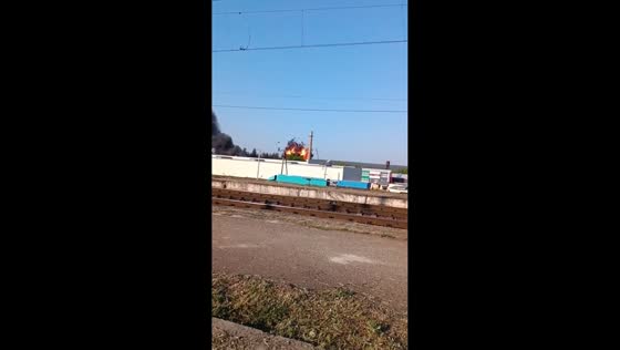Drone strike causes explosion near railway in Kyiv, Ukraine