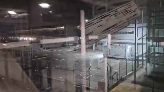Strong winds blow debris at Arturo Merino Benitez Airport, Chile