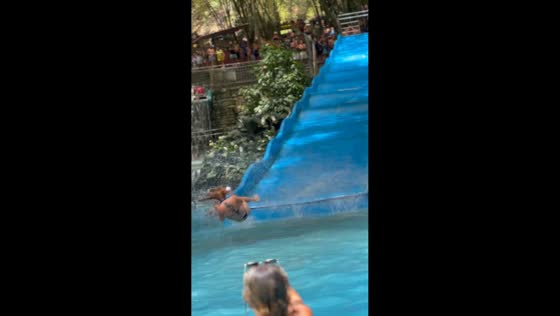 Woman’s pool slide mishap ends in big splash in Recife, Brazil