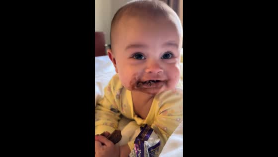 Baby enjoys sweet treat in Alberta, Canada