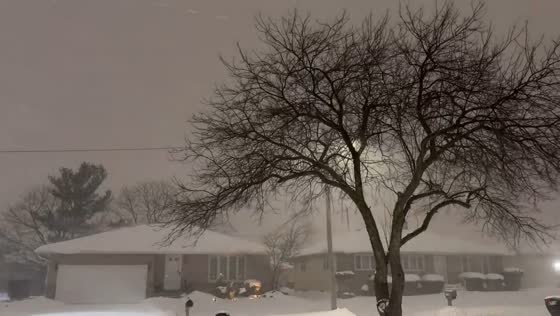 Strong winds and heavy snowfall sweep through Cleveland, Ohio, USA