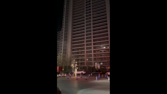 Fireworks explosion unexpectedly triggers building lights in Shandong, China