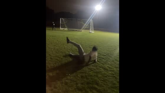 Person falls while attempting to kick ball at PFC Victoria London