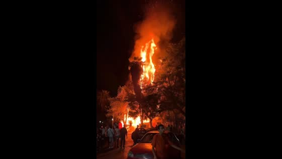 Massive blaze erupts outside hospital in Cairo, Egypt