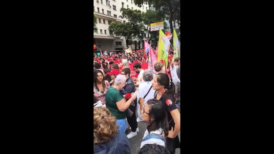 Lula supporters march along Avenida Rio Branco ahead of Brazil election in Rio de Janeiro, Brazil