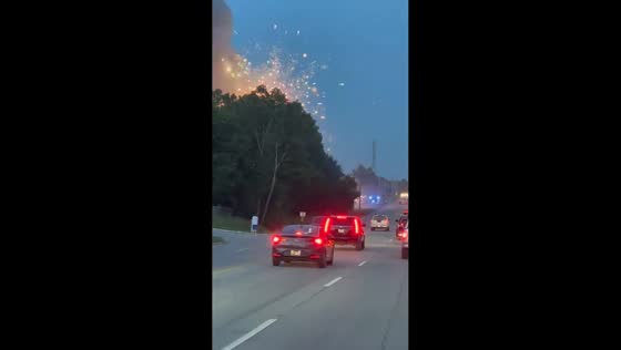 Fireworks stand erupts in flames in Broken Arrow, Oklahoma, USA