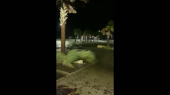 Storm surge at Seminole boat ramp in Clearwater, Florida