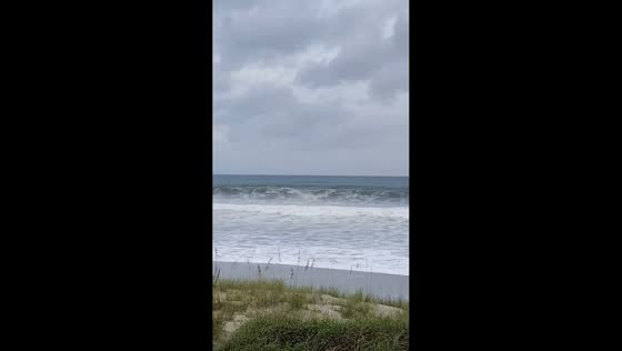 10-foot waves crash during Hurricane Erin in Emerald Isle, North Carolina